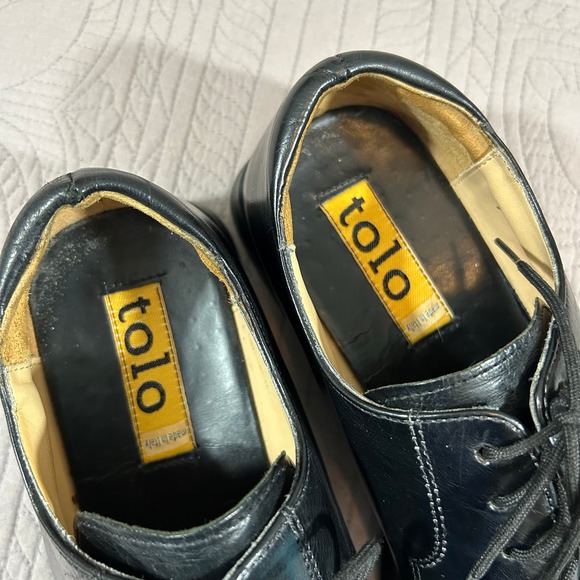 Tolo Men's 9M Leather Oxford Shoes Made in Italy Black - Picture 9 of 11